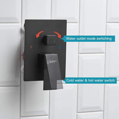 1-Handle 2-Sprayers 16'' Showerhead Shower Faucet Black - buyfaucet.com