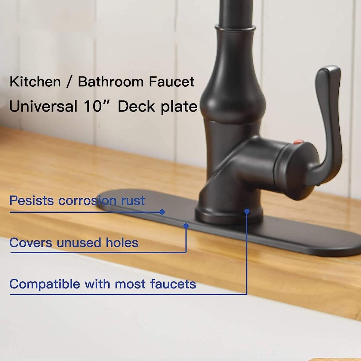 10 Inch Faucet Hole Cover Deck Plate Matte Black - buyfaucet.com