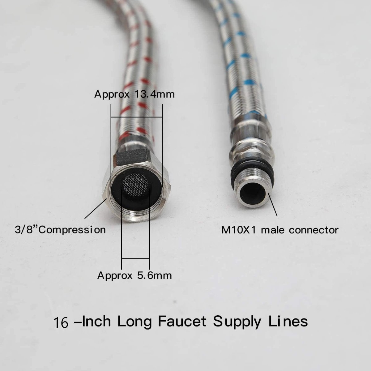 16-Inch Long Bathroom Kitchen Faucet Connector Braided Supply Hose - buyfaucet.com
