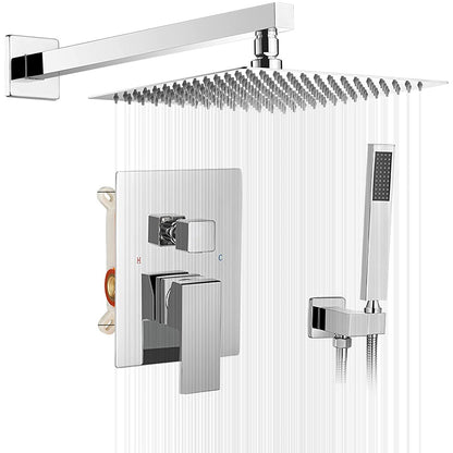 1-Handle 2-Sprayers 16'' Showerhead Shower Faucet Chrome - buyfaucet.com