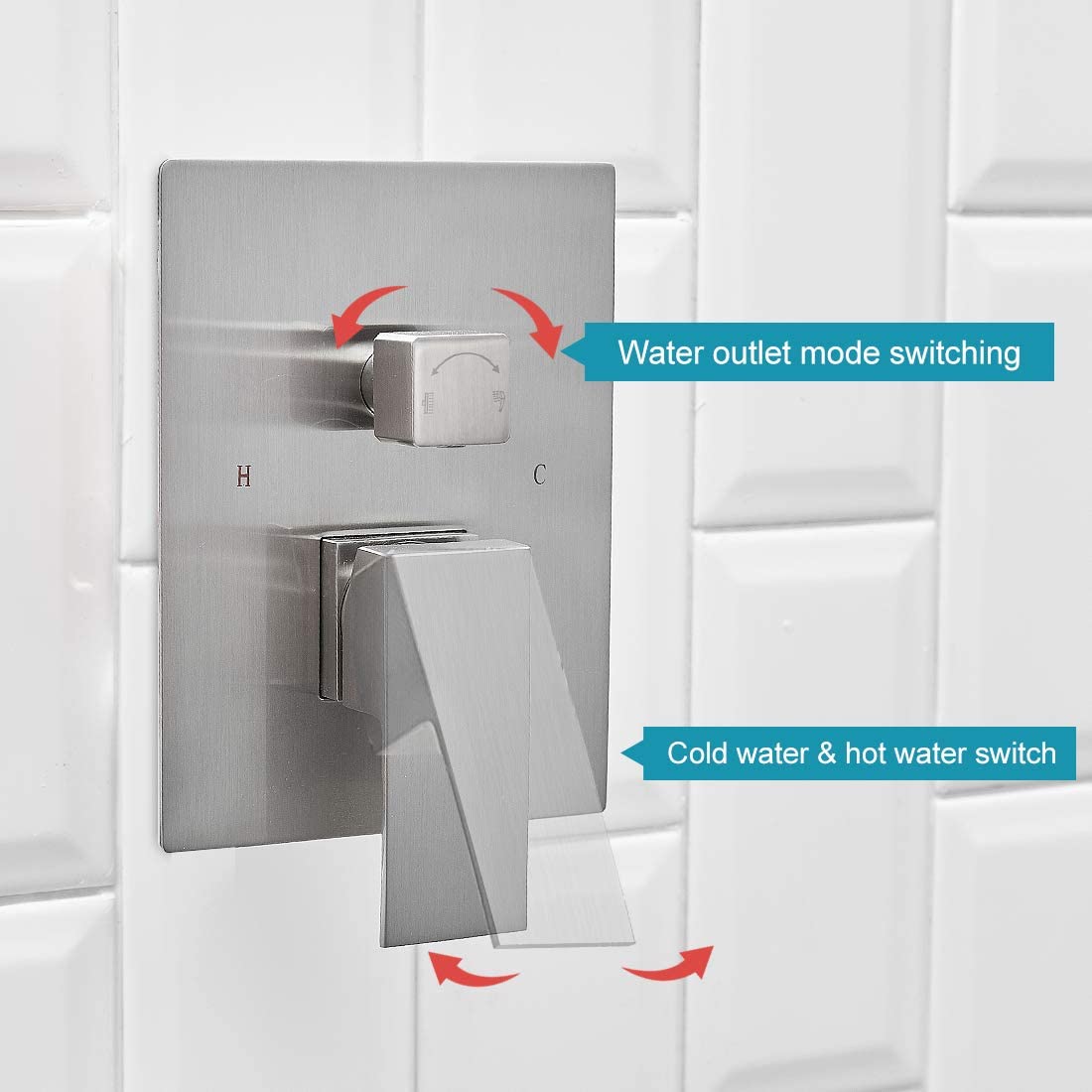 1-Handle 2-Sprayers 16'' Showerhead Shower Faucet Nickel-1 - buyfaucet.com