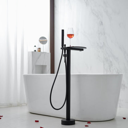 1-Handle Freestanding Floor Mount Tub Faucet Bathtub Black - buyfaucet.com