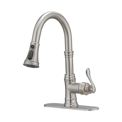 1-Handle Pull-Down Sprayer 3 Spray Kitchen Faucet Brushed Nickel - buyfaucet.com