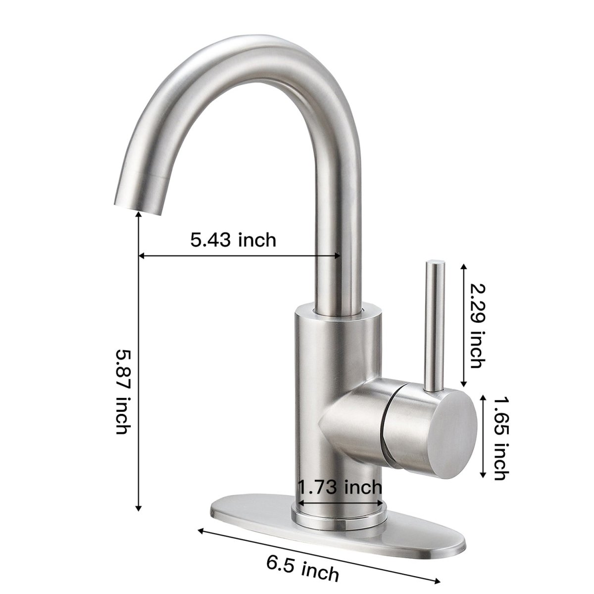 1 Hole 1-Handle High Arc Bathroom Faucet Swivel Spout Nickel - buyfaucet.com