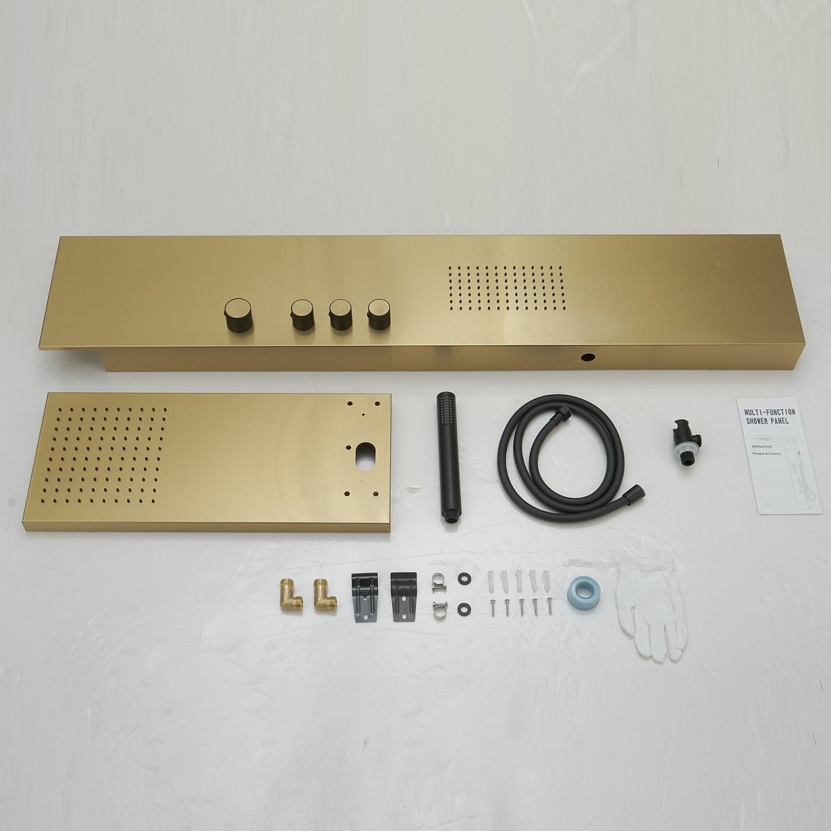 1-Jet Shower Panel System with Shower Head and Shower Wand Gold - buyfaucet.com