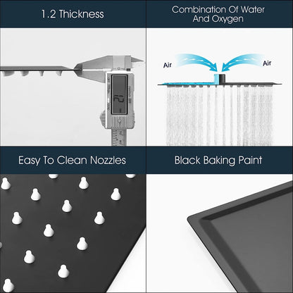 10 Inch 304 Stainless Steel Rainfall Shower head Black - buyfaucet.com