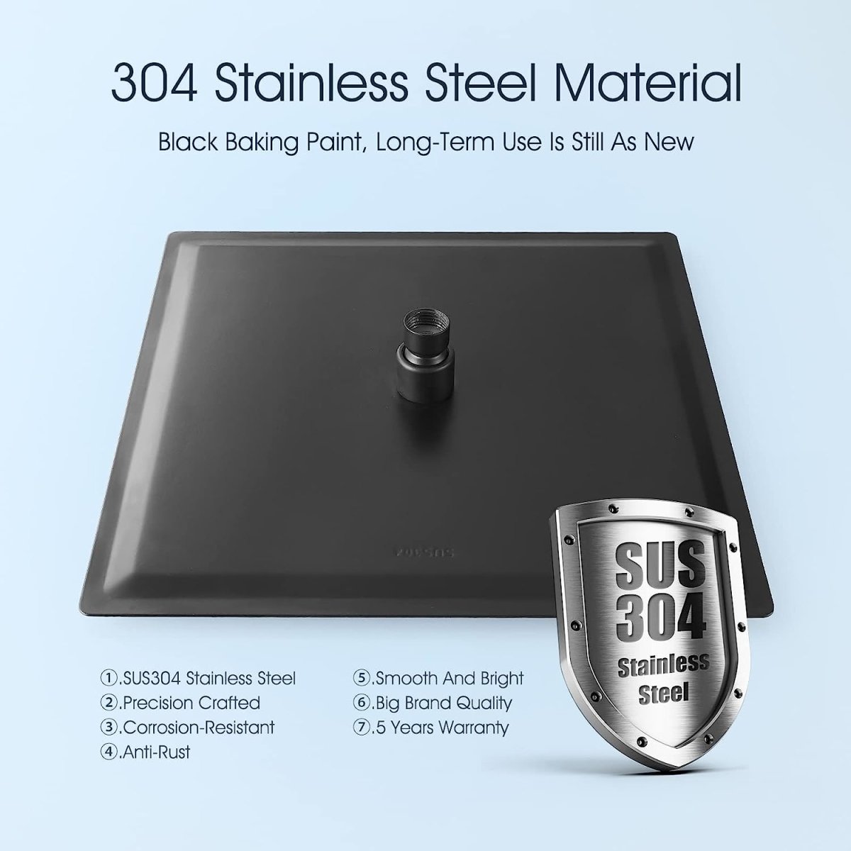 10 Inch 304 Stainless Steel Rainfall Shower head Black - buyfaucet.com