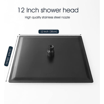 12 Inch 304 Stainless Steel Rainfall Shower Head Black - buyfaucet.com