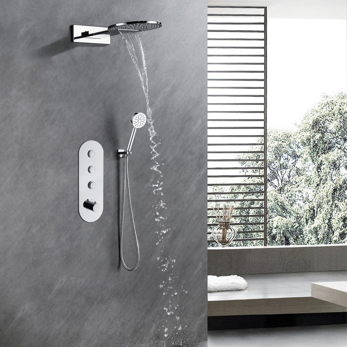 2-Handle 2-Spray High Pressure Shower Faucet Polished Chrome - buyfaucet.com