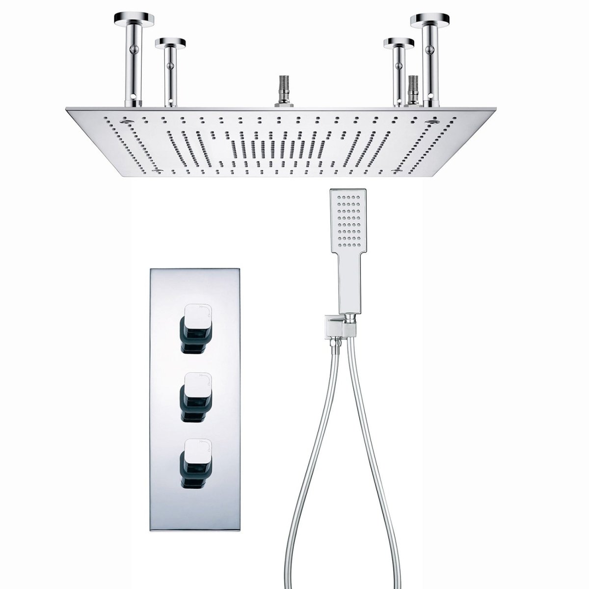 2-Handle 2-Sprayers Ceiling Mount Shower Faucet Chrome - buyfaucet.com