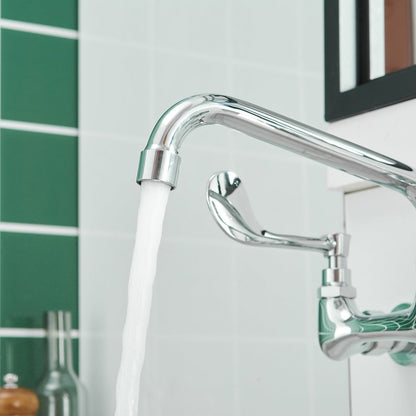 2-Handle Commercial Wall Mount Kitchen Faucet in Chrome - buyfaucet.com