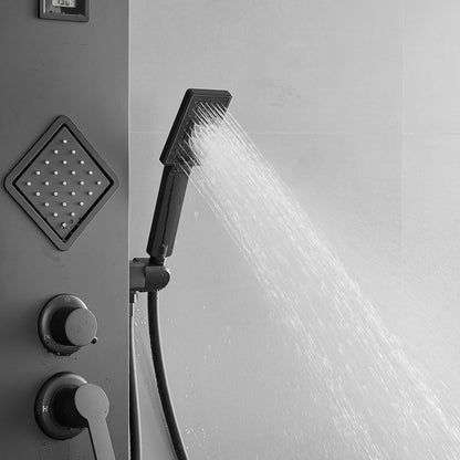 2-Jet Stainless Steel Rainfall Shower Panel System Black - buyfaucet.com