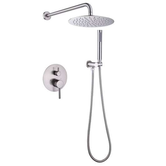 2-Spray Rain Shower Faucet and Hand Shower Combo Kit Nickel - buyfaucet.com