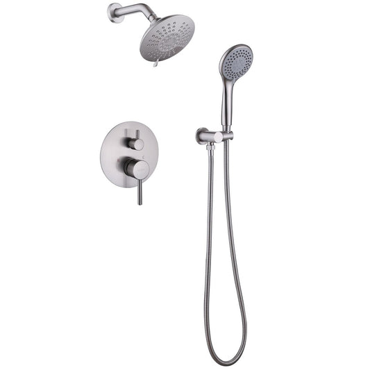 2-Spray Round High Pressure Shower Faucet Brushed Nickel - buyfaucet.com