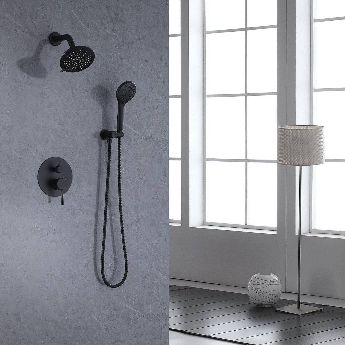 2-Spray Round High Pressure Shower Faucet Matte Black - buyfaucet.com