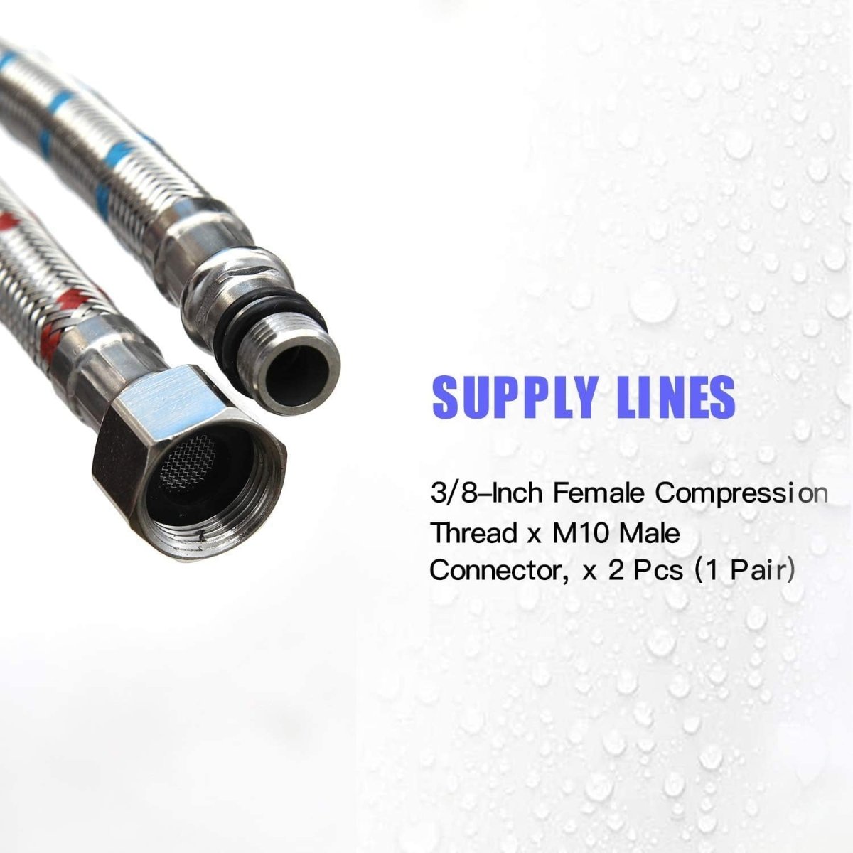 24-Inch Long Bathroom Kitchen Faucet Connector Braided Supply Hose - buyfaucet.com