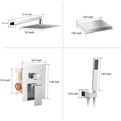 3-1 Functions Wall Mounted Shower System Polished Chrome - buyfaucet.com