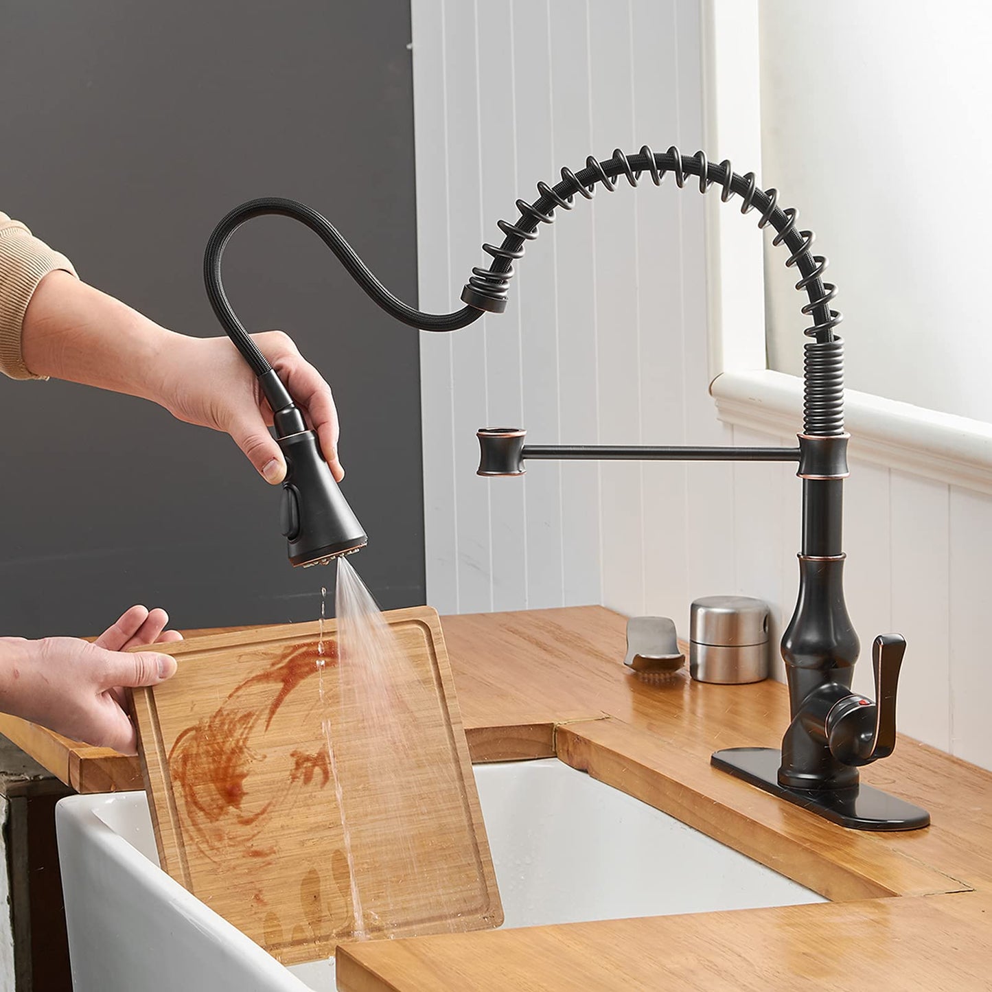 3 Spray Pull-Down Sprayer Kitchen Faucet Oil Rubbed Bronze - buyfaucet.com