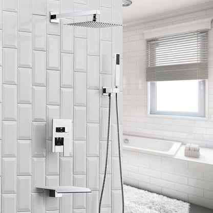 3-Sprayers12'' Showerhead Wall Mounted Shower Faucet Chrome - buyfaucet.com