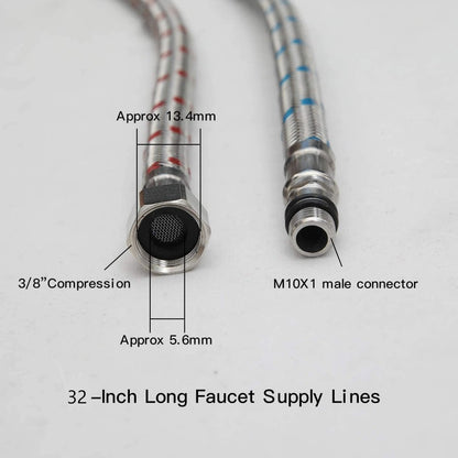 32-Inch Long Bathroom Kitchen Faucet Connector Braided Supply Hose - buyfaucet.com