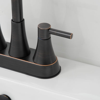 4 in. Centerset 2-Handle High-Arc Bathroom Faucet Bronze - buyfaucet.com
