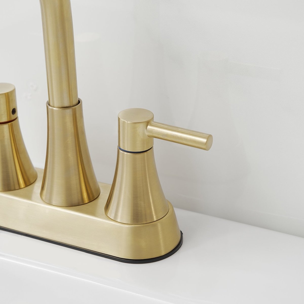 4 in. Centerset 2-Handle High-Arc Bathroom Faucet Brushed Gold - buyfaucet.com