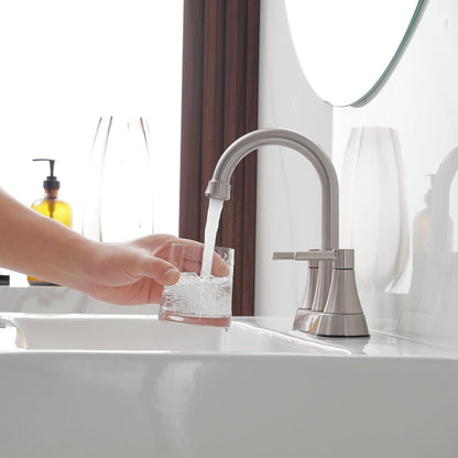 4 in. Centerset 2-Handle High-Arc Bathroom Faucet Nickel - buyfaucet.com