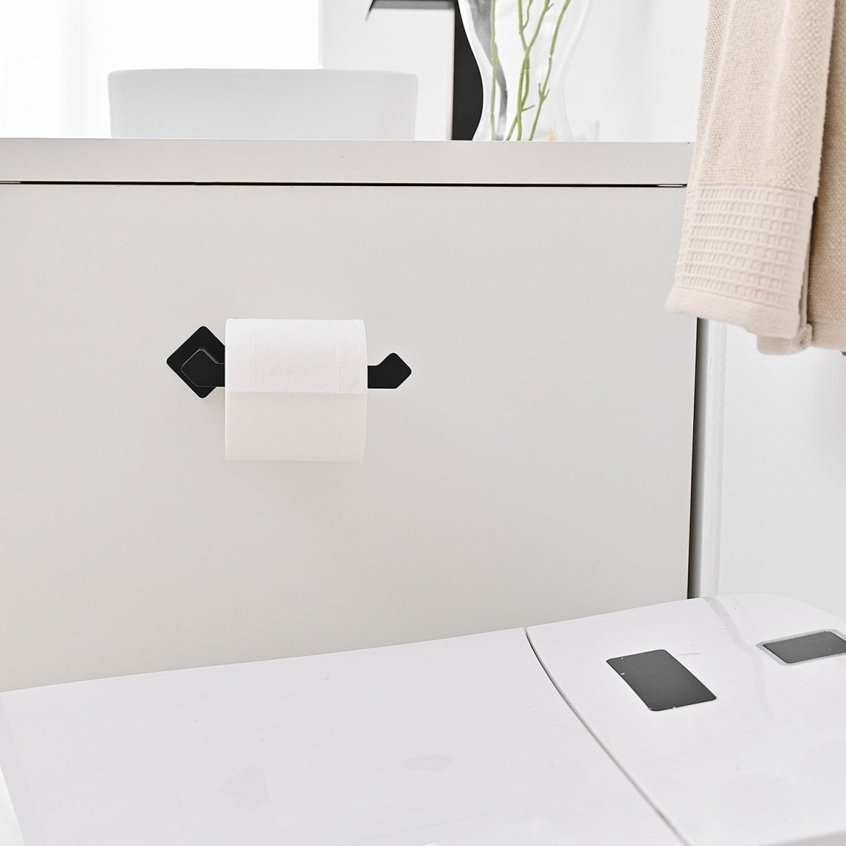 4 PCS Paper Holder Towel Hook Towel Bar Bath Set Matte Black - buyfaucet.com
