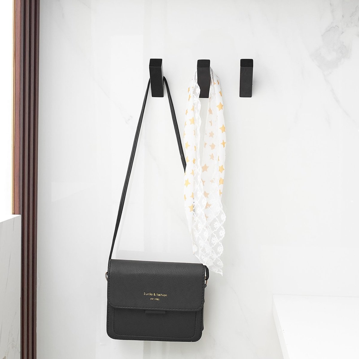 4PCS Rectangle Bathroom Robe Hook in Stainless Steel Matte Black-1 - buyfaucet.com