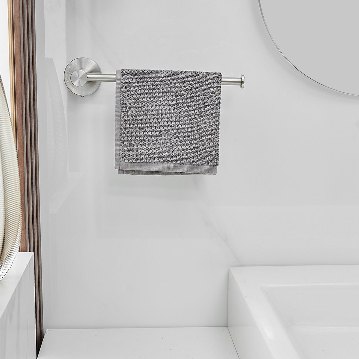 5 PCS Towel Bar Towel Hook Paper Holder Set Brushed Nickel - buyfaucet.com