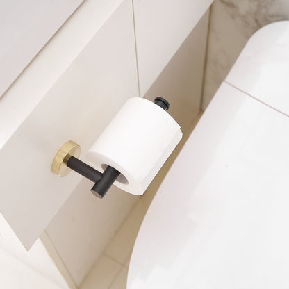 5PCS Towel Bar Toilet Paper Holder Towel Ring Set Black Gold - buyfaucet.com