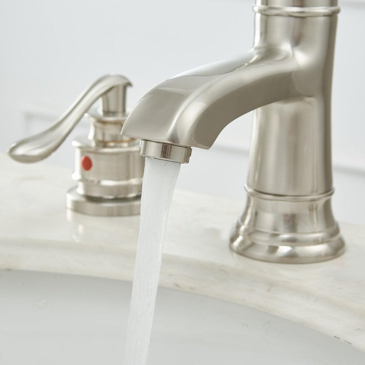8 in 2-Handle Bathroom Faucet with Drain Brushed Nickel - buyfaucet.com