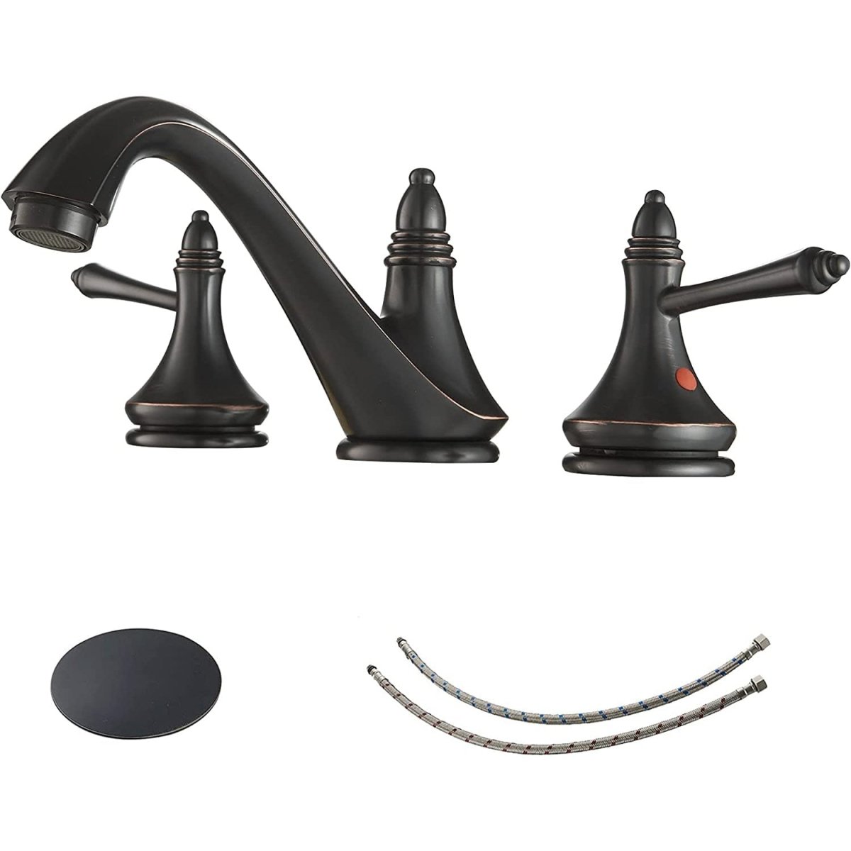 8 in 2 Handle Bathroom Faucet With Drain Oil Rubbed Bronze - buyfaucet.com