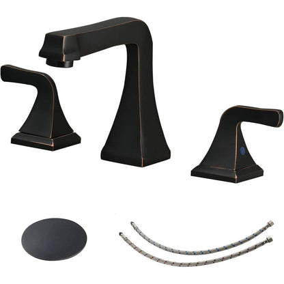 8 in 2 Handle Bathroom Faucet with Drain Oil Rubbed Bronze - buyfaucet.com