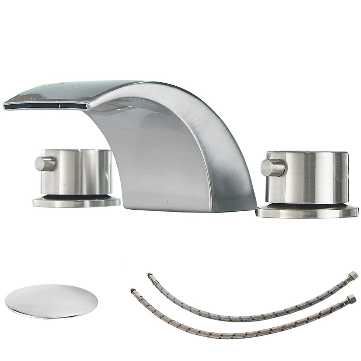 8 in 2-Handle Bathroom Faucet With Led Light Brushed Nickel-1 - buyfaucet.com