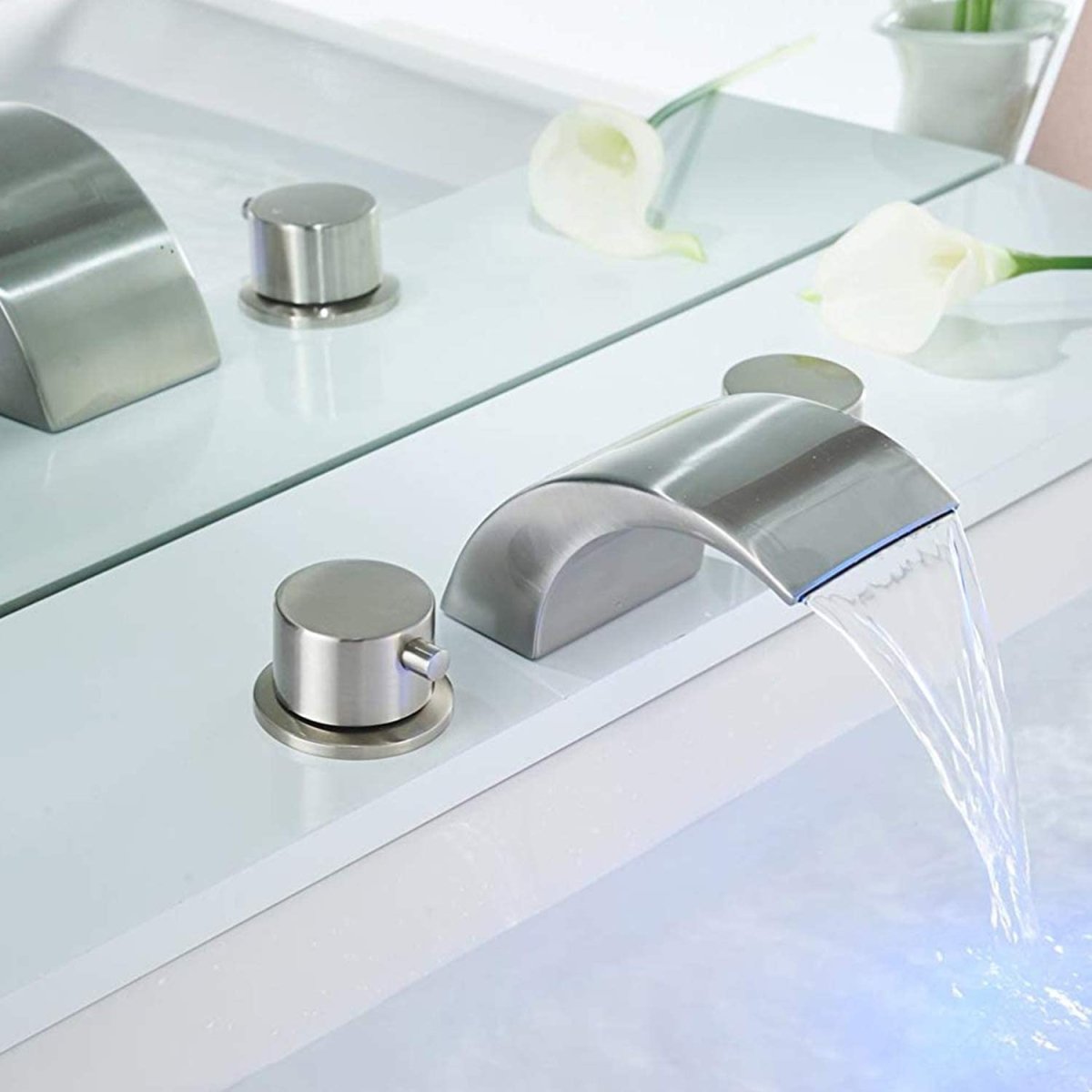8 in 2-Handle Bathroom Faucet With Led Light Brushed Nickel - buyfaucet.com