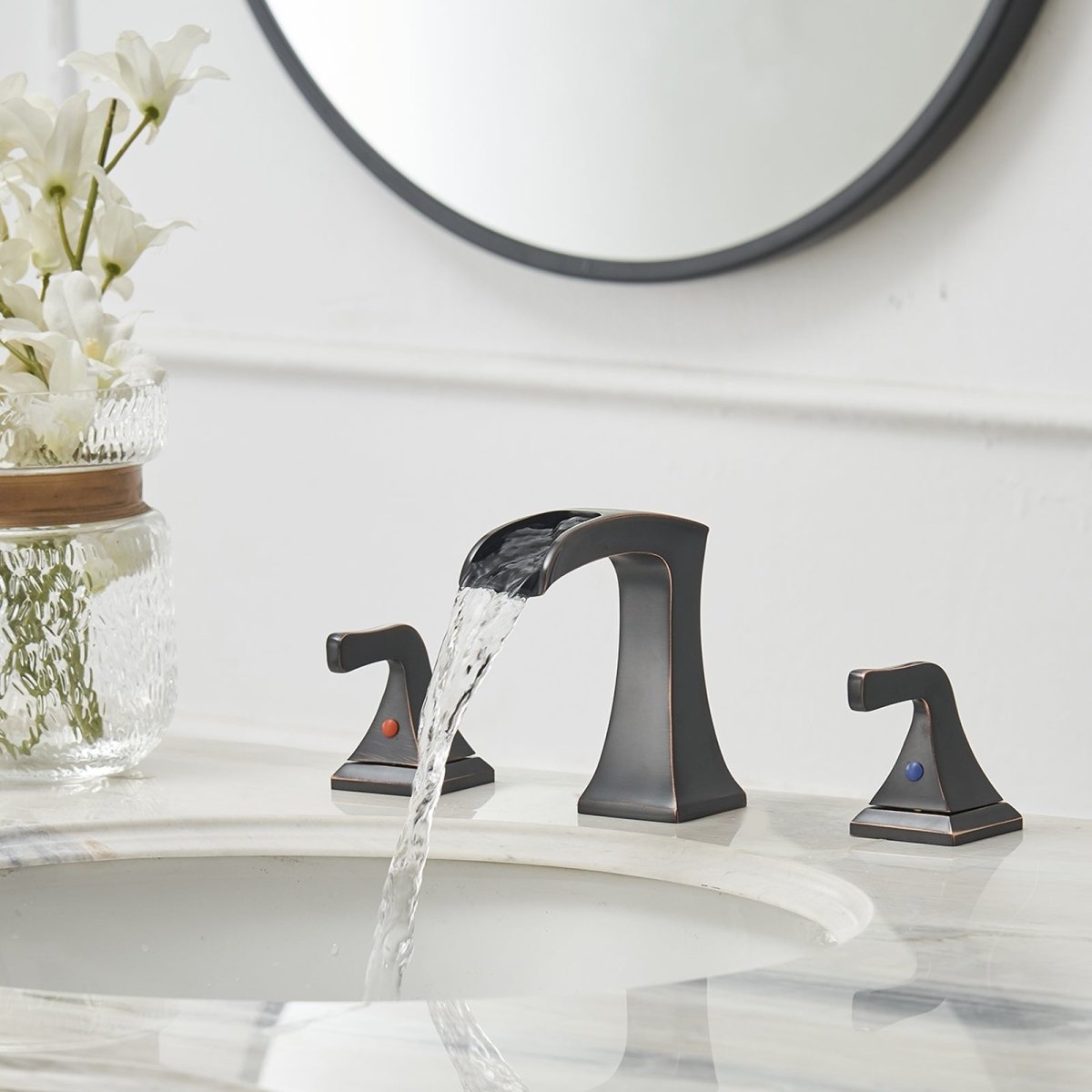 8 in 2-Handle Waterfall Bathroom Faucet Oil Rubbed Bronze - buyfaucet.com