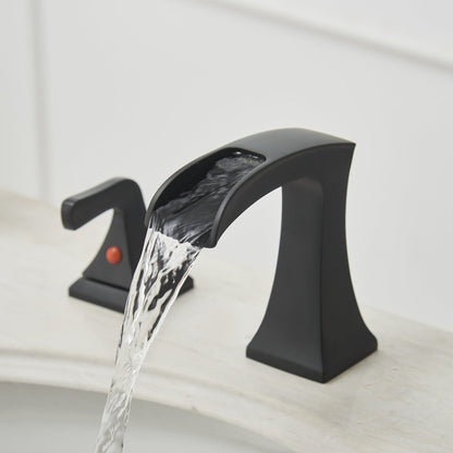 8 in 2-Handle Waterfall Bathroom Sink Faucet in Matte Black - buyfaucet.com