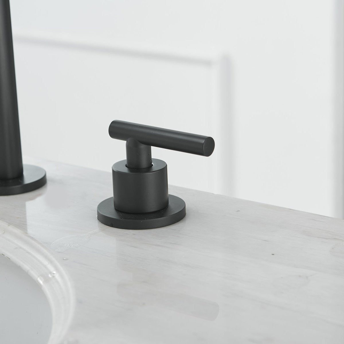 8 in Double Handle Bathroom Faucet With Drain Black-1 - buyfaucet.com