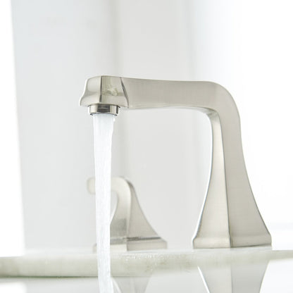 8 in Double Handle Bathroom Faucet with Drain Brushed Nickel - buyfaucet.com