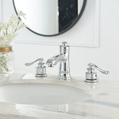 8 in Double Handle Bathroom Faucet with Drain Chrome - buyfaucet.com