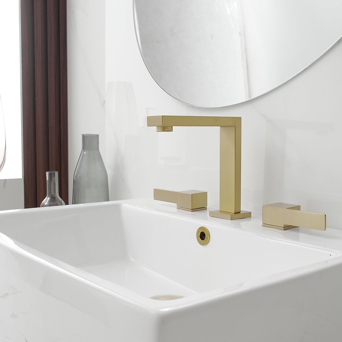 8 in. Water-Saving with Drain Kit Bathroom Faucet Gold-1 - buyfaucet.com