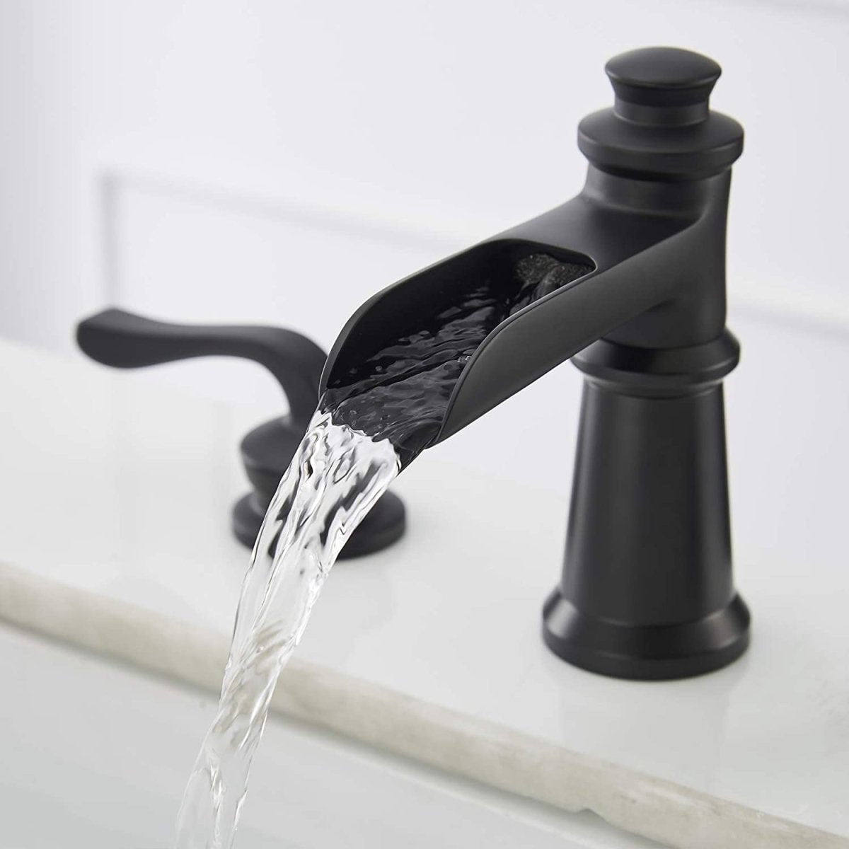 8 in Waterfall 2-Handle Bathroom Faucet Black-1 - buyfaucet.com
