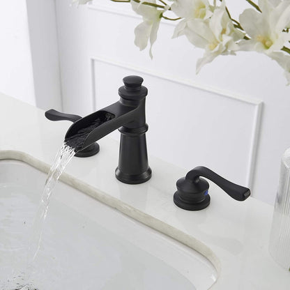 8 in Waterfall 2-Handle Bathroom Faucet Black - buyfaucet.com