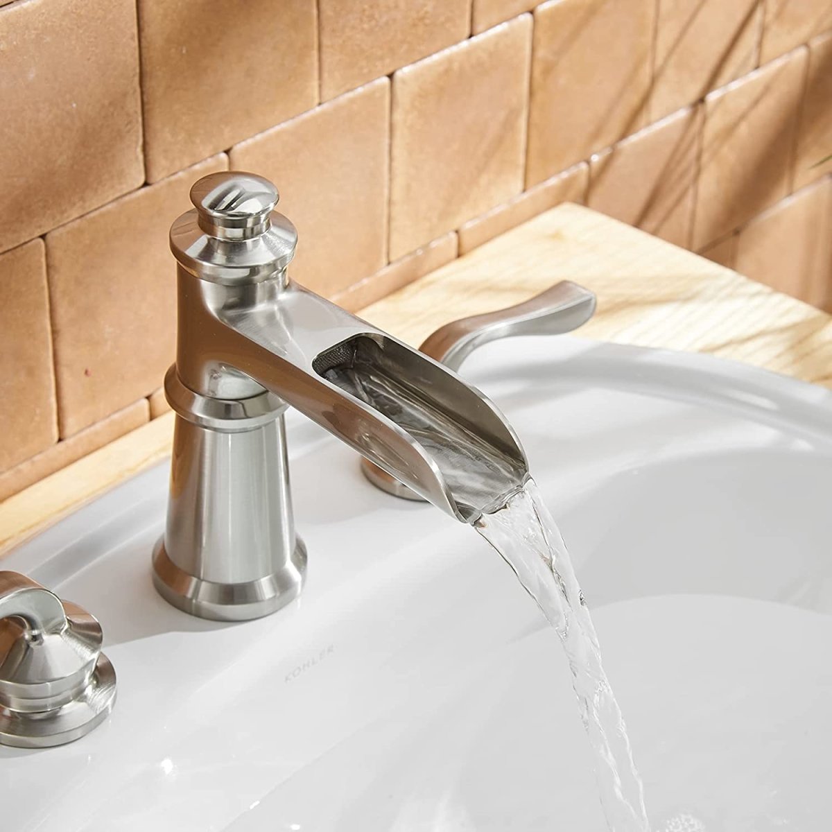 8 in Waterfall 2-Handle Bathroom Faucet Brushed Nickel-1 - buyfaucet.com