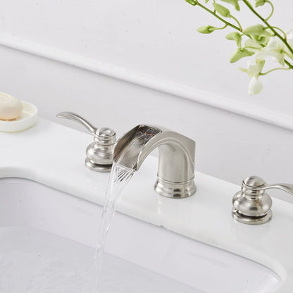 8 in Waterfall 2-Handle Bathroom Faucet In Brushed Nickel - buyfaucet.com