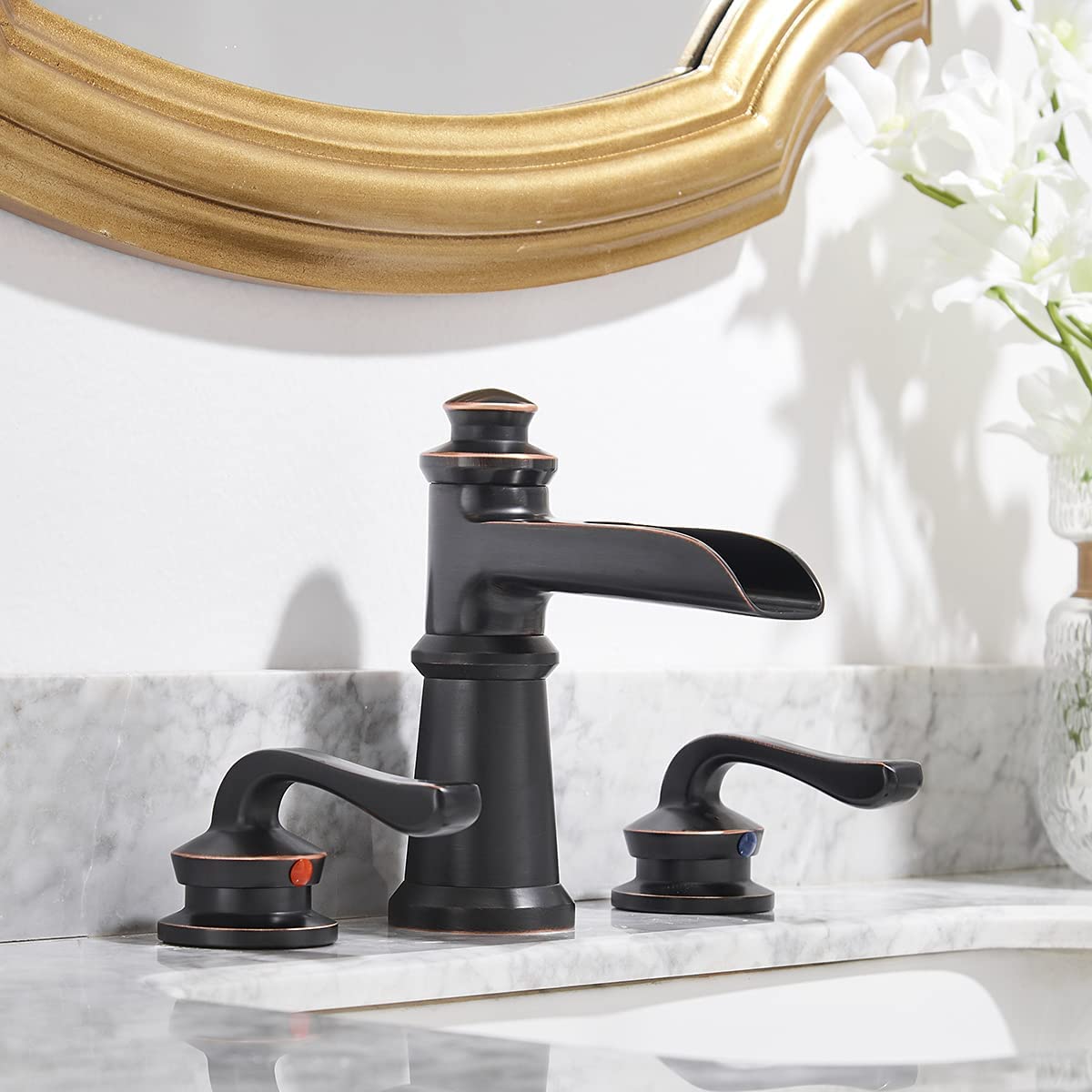 8 in Waterfall 2-Handle Bathroom Faucet Oil Rubbed Bronze-1 - buyfaucet.com
