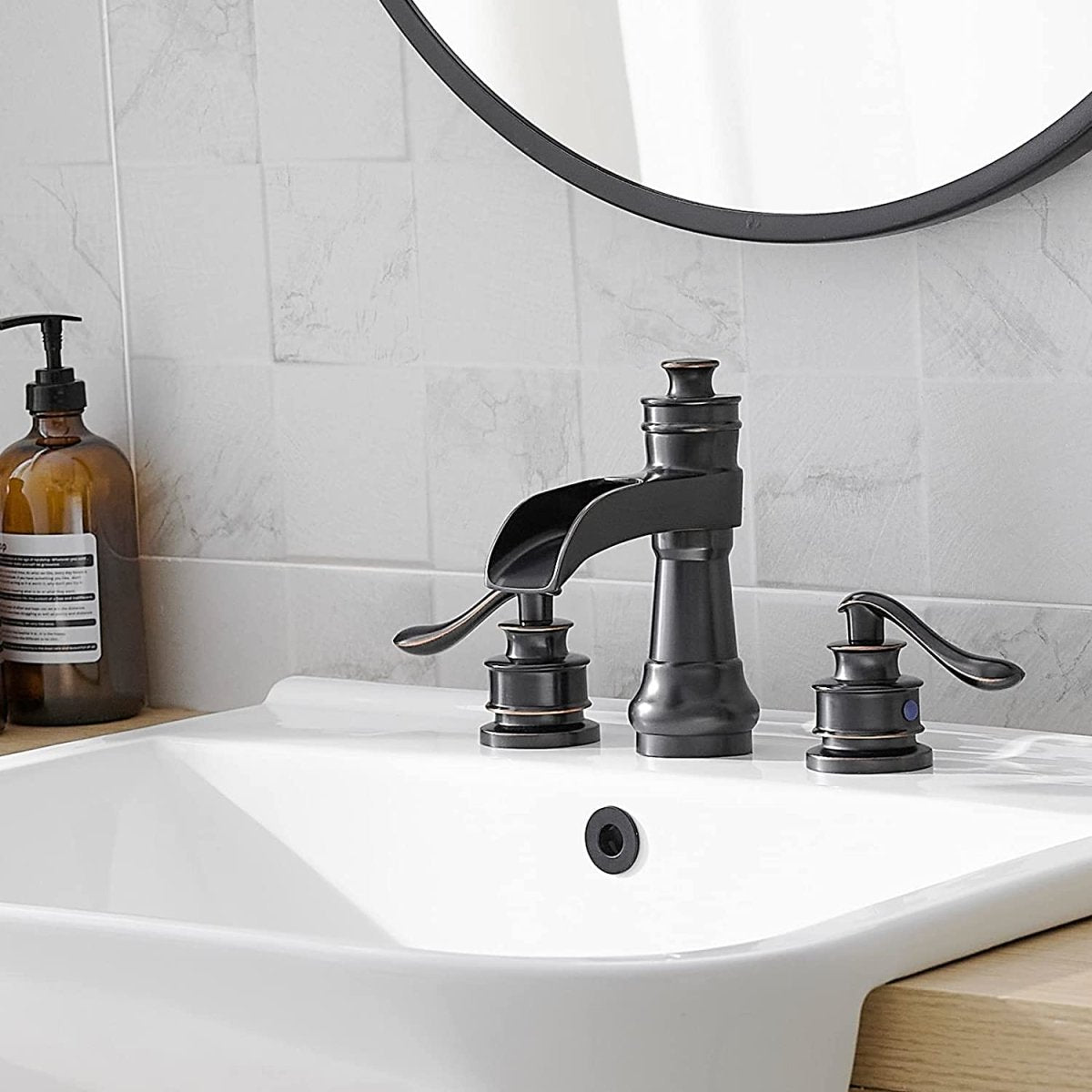 8 in Waterfall 2-Handle Bathroom Faucet Oil Rubbed Bronze-1 - buyfaucet.com