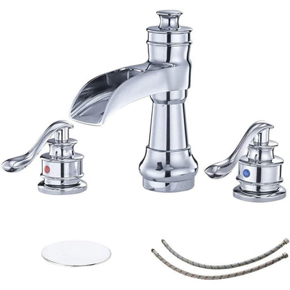 8 in Waterfall 2-Handle Bathroom Faucet Polished Chrome-1 - buyfaucet.com