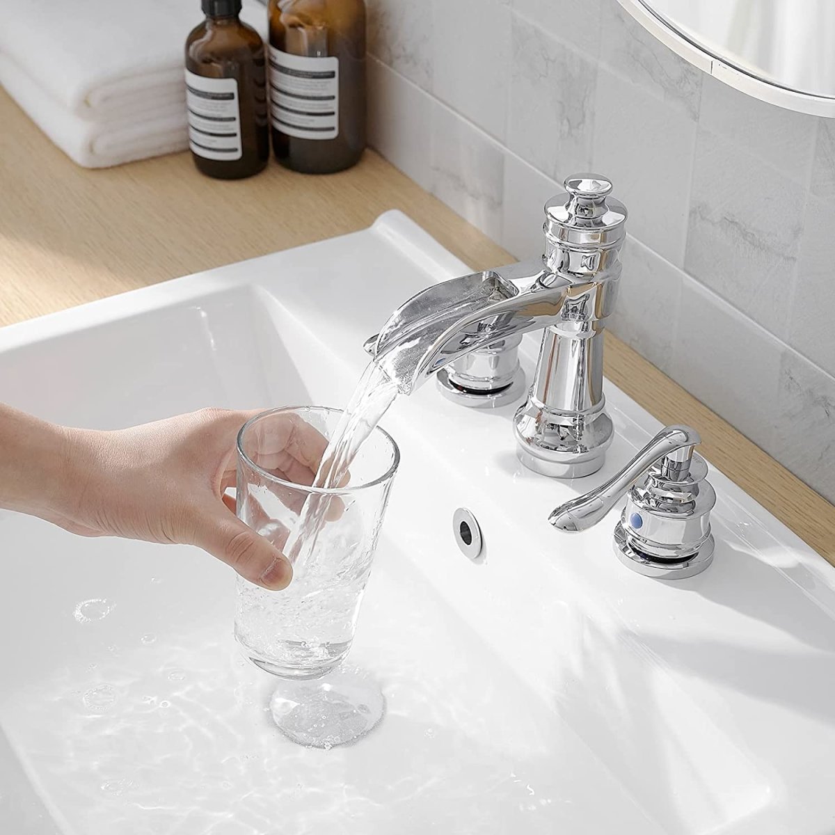 8 in Waterfall 2-Handle Bathroom Faucet Polished Chrome - buyfaucet.com